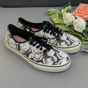 black vans with white roses